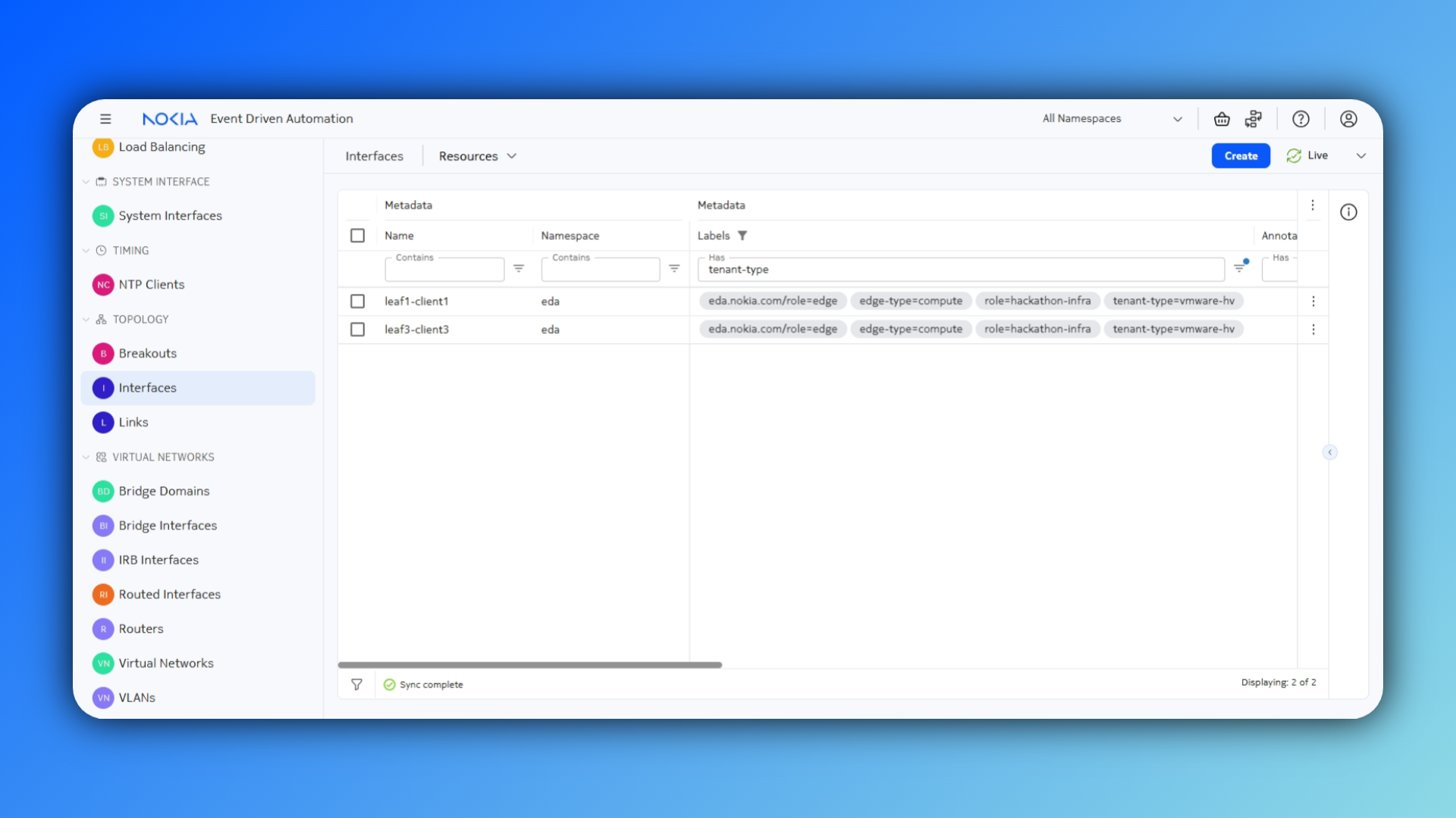 EDA interface labels